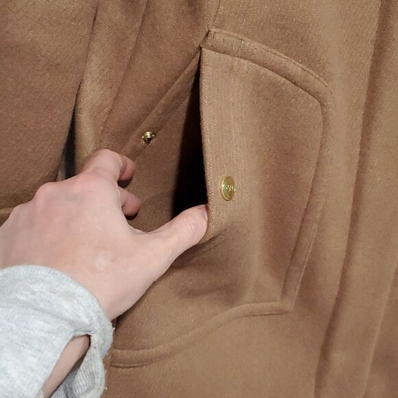 Cole Haan Wool Blend Coat with Fur Hood Size 2 - Picture 9 of 16